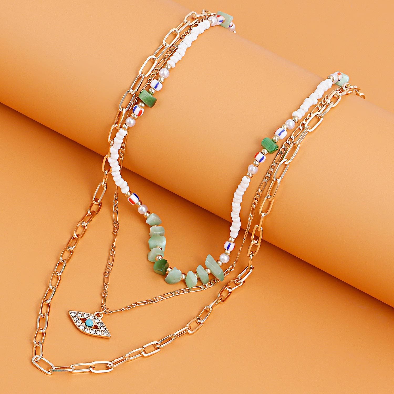 Wholesale Diamond Devil Eye Alloy Necklace